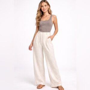 3.3 Field Trip Cream Linen Cotton Wide Leg Pants – XS – New Without Tags
